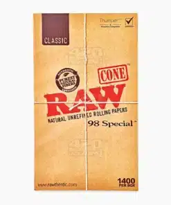 RAW 98MM CLASSIC 98 SPECIAL PRE ROLLED UNBLEACHED CONES 1400/BOX